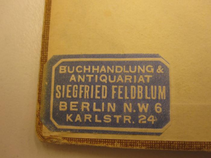 Kl 10: Medizinische Psychologie : ein Leitfaden für Studium und Praxis (1922);J / 930 (Feldblum, Siegfried Antiquariat Buchhandlung (Inh. Fritz Schulz)), 