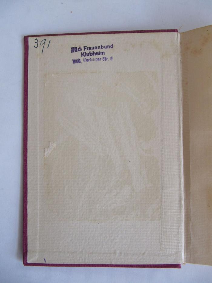 Cm 20680 e: Scholander (um 1923);86 / 3100 (Jüdischer Frauenbund in Deutschland), Klebespuren: Exlibris. 