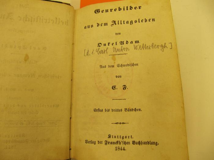 Cr 642 1-6: Genrebilder aus dem Alltagsleben. 1-3. Bd. (1844)