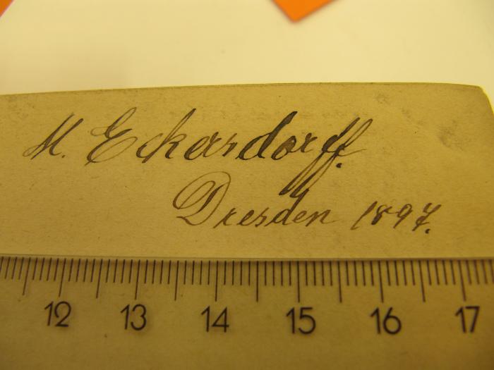 Cs 434 ao: Manuel de Littérature Francaise (1894);J / 1800 (Eckersdorff, Max), Von Hand: Autogramm, Name, Ortsangabe; 'M. Eckersdorff. Dresden 1897.'. 