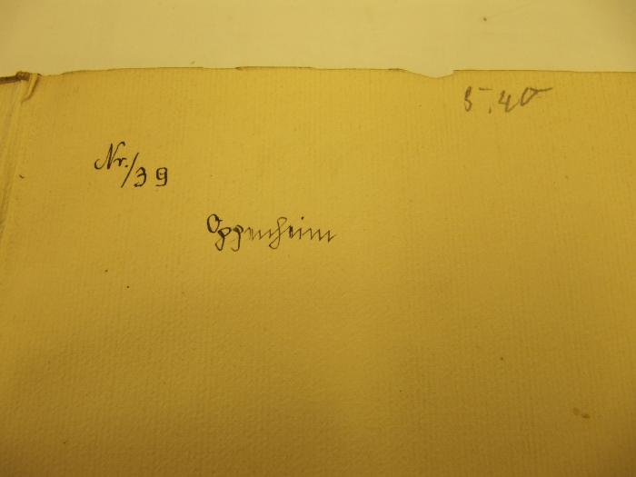 Cr 607 c: Alte Schwedische Volksmärchen ([um 1925]);J / 755 (Oppenheim, [?]), Von Hand: Exemplarnummer; 'Nr./39'. ;J / 755 (unbekannt), Von Hand: Preis; '5,40'. ;J / 755 (Oppenheim, [?]), Von Hand: Autogramm, Name; 'Oppenheim'. 