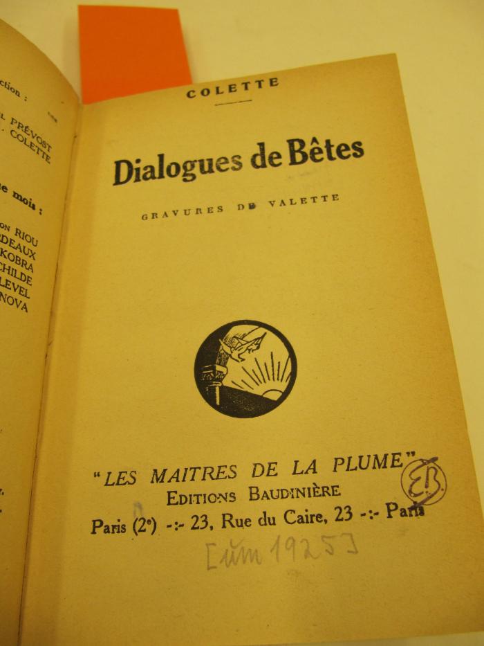 Ct 1319: Dialogues du bêtes ([um 1925])