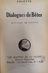 Ct 1319: Dialogues du bêtes ([um 1925])