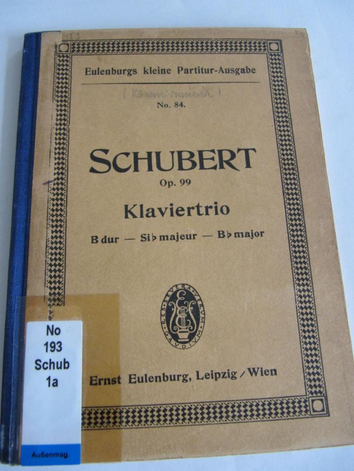 No 193 Schub1a: Schubert. Op. 99. Klaviertrio