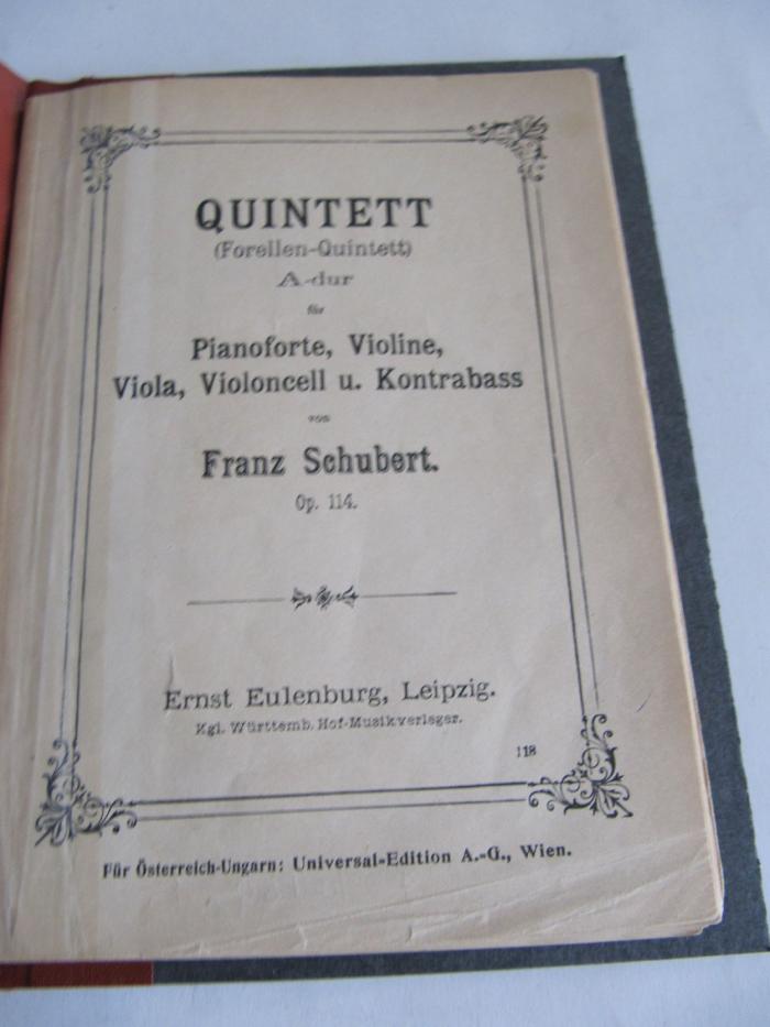 No 193 Schuh3b: Quintett A-Dur für [...] von Franz Schubert. Op. 114