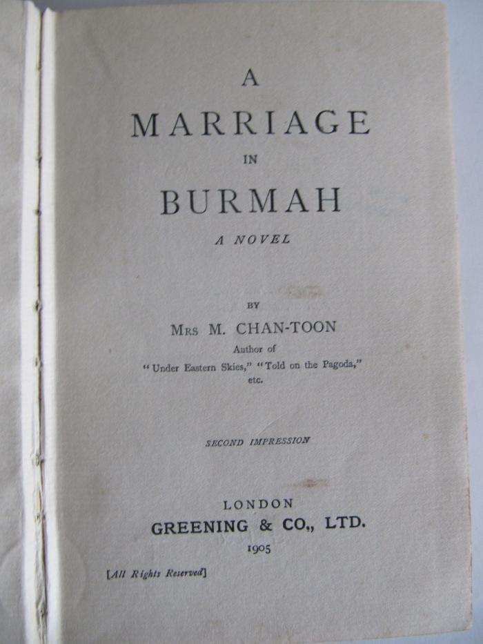 Cq 1552: A Marriage in Burmah (1905)