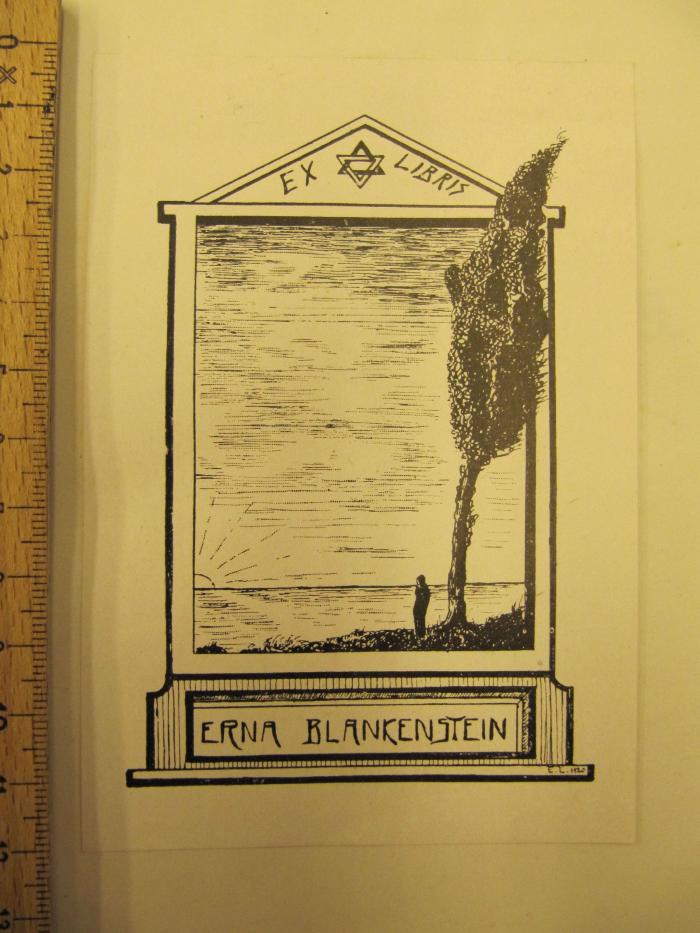 III 11342 y: Reineke Fuchs (1867);J / 1355 (Blankenstein, Erna), Etikett: Exlibris; 'Erna Blankenstein'. 