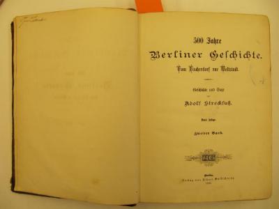 I 18633 2: 500 Jahre Berliner Geschichte [...] (1886)