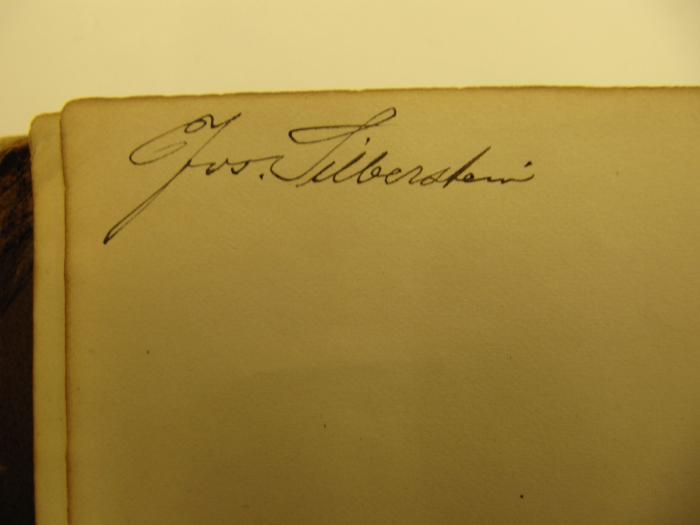 I 18633 2: 500 Jahre Berliner Geschichte [...] (1886);J / 403 (Silberstein, Josef), Von Hand: Autogramm, Name; 'Jos.[?] Silberstein'. 