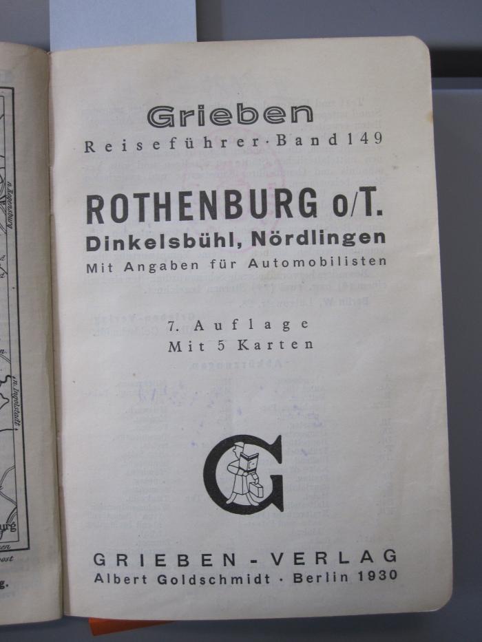 II 8087 g: Rothenburg o/T., Dinkelsbühl, Nördlingen : mit Angaben für Automobilisten (1930)