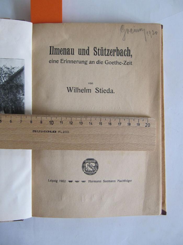 III 10315: Ilmenau und Stürzerbach, eine Erinnerung an die Goethe-Zeit (1902)