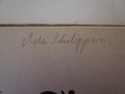 Kinder und Tiere (1909);- (Philippson, Ada), Von Hand: Autogramm, Name; 'Ada Philippson'. 