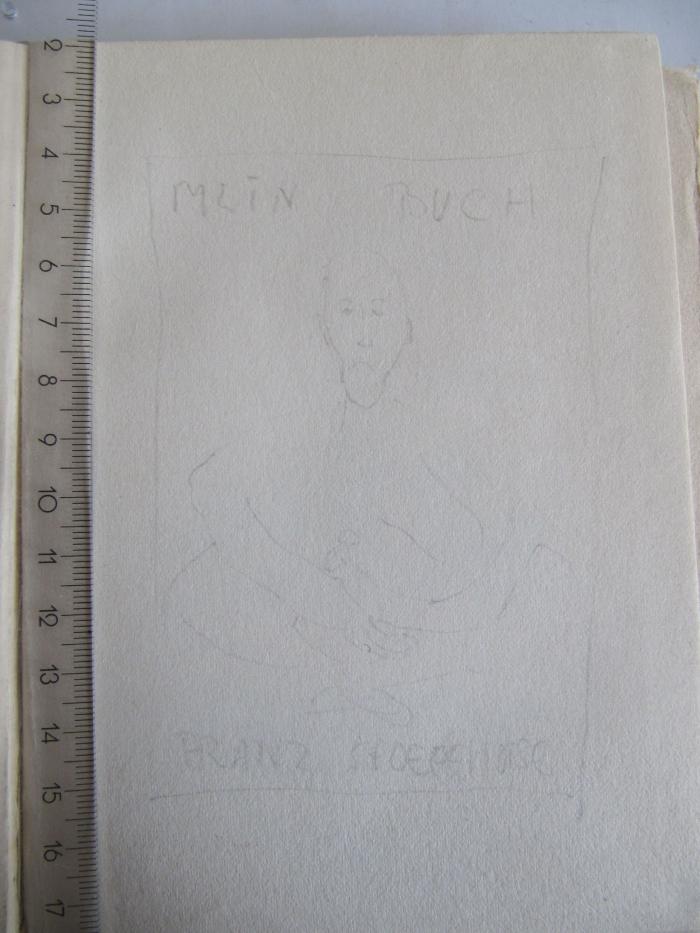 Cn 843: Das Gastmahl des Trimalchio (1913);G46 / 1741 (Stoeffhase, Franz), Von Hand: Portrait, Name, Exlibris; 'Mein Buch Franz Stoeffhase'. 