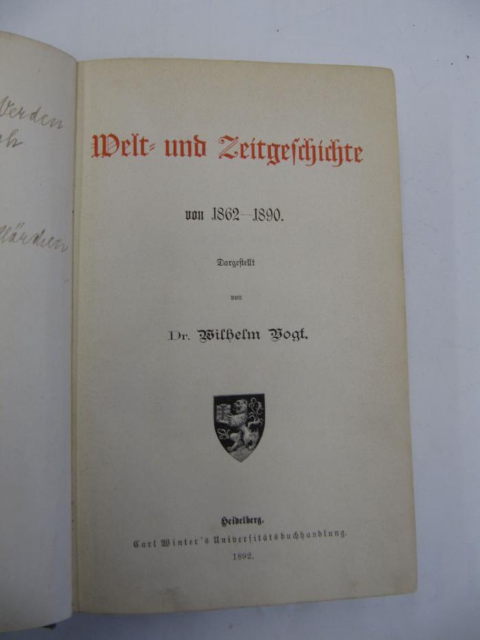 Ad 74: Welt- und Zeitgeschichte von 1862-1890. (1892)