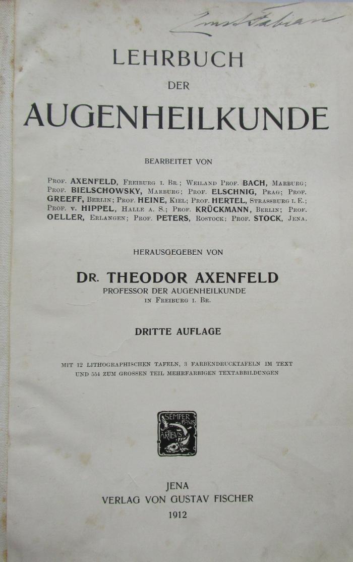 X 7085 c: Lehrbuch der Augenheilkunde (1912)