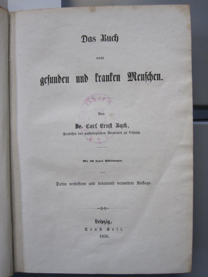 X 6125 c: Das Buch vom gesunden und kranken Menschen (1859)
