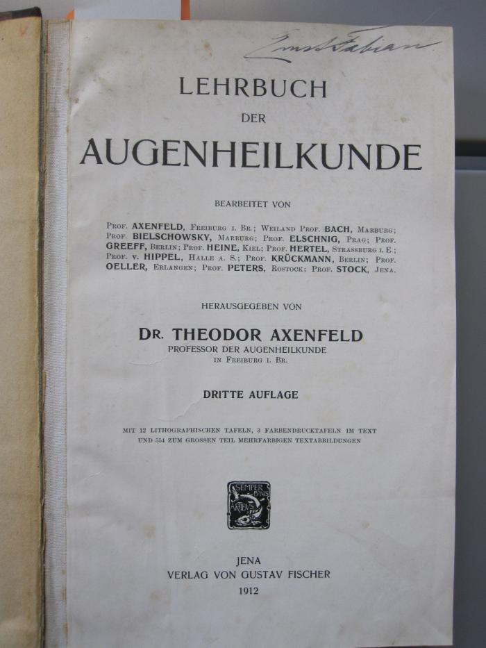 X 7085 c: Lehrbuch der Augenheilkunde (1912)