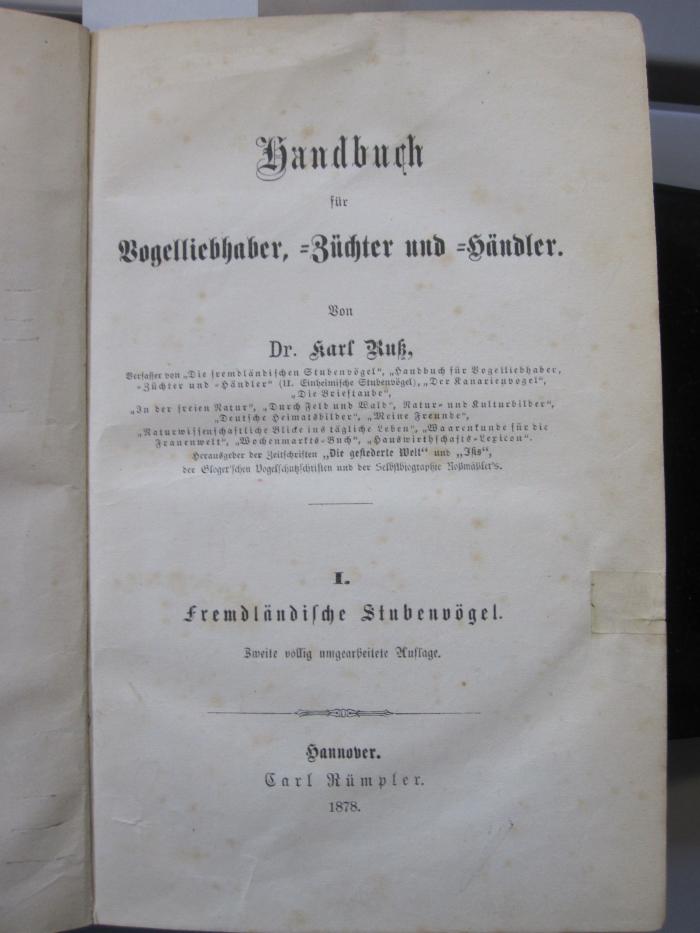 Kg 1279 b1: Fremdländische Stubenvögel (1878)