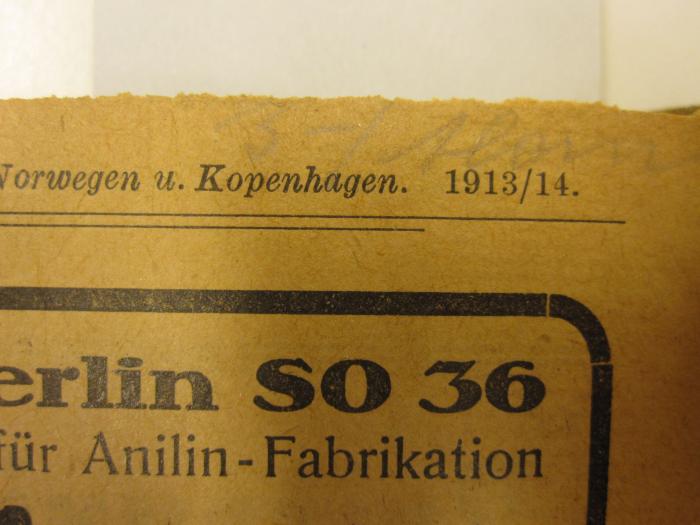 Bi 826 ad: Norwegen und Kopenhagen : Praktischer Reiseführer (1914);J / 33 (unbekannt), Von Hand: Preis; '3,-/Alem'. 