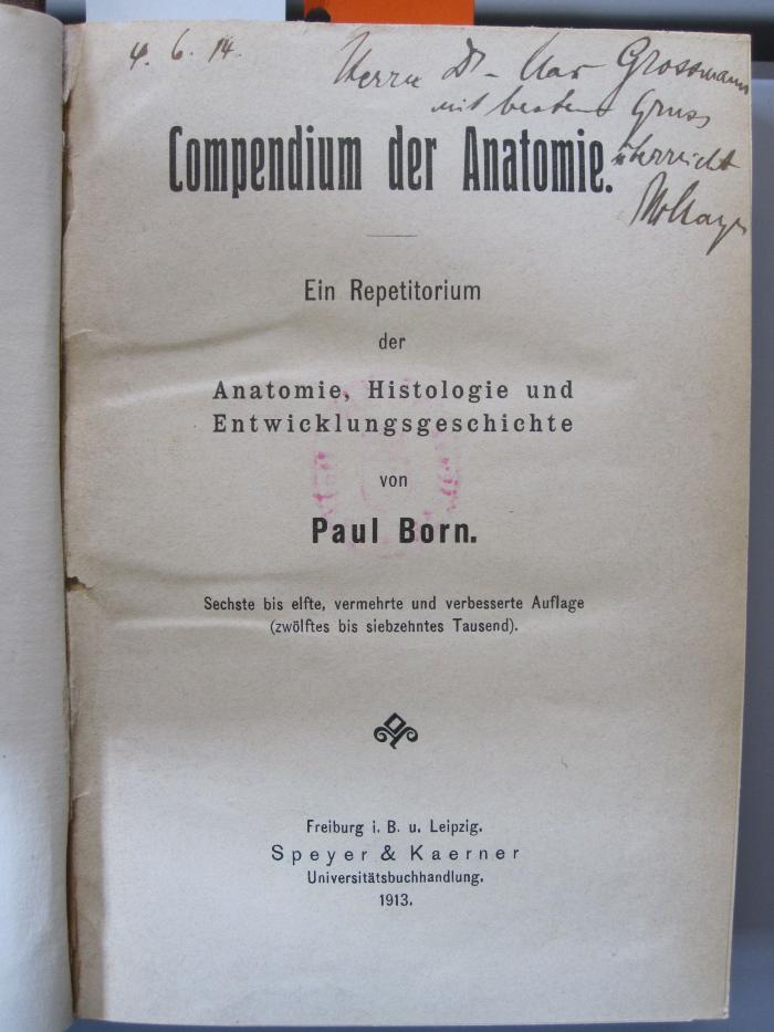 Ki 211 aa: Compendium der Anatomie : eine Repetitorium der Anatomie, Histologie und Entwicklungsgeschichte