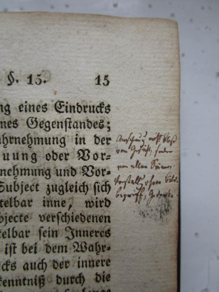 Hc 46 b: Lehrbuch für den ersten Unterricht in der Philosophie (1827);J / 1808 (unbekannt), Von Hand: Annotation. 