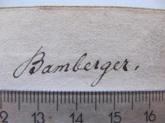 J / 5 (Bamberger, Joseph), Von Hand: Autogramm, Name; 'Bamberger'. 