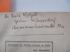 J / 515 (Wetzell, Curt), Von Hand: Autogramm, Ortsangabe, Name; 'Dr. Curt Wetzell Berlin-Wilmersdorf Assmannshauser Str. 10a'. 
