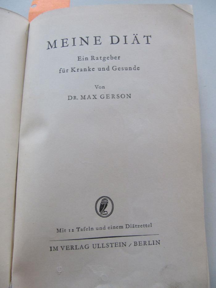 Ki 54: Meine Diät : ein Ratgeber für Kranke und Gesunde (1930)