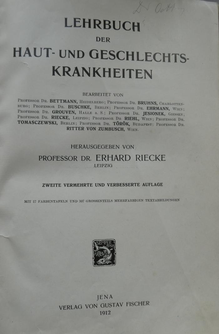 Kl 559 b: Lehrbuch der Haut- und Geschlechtskrankheiten (1912)