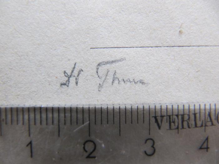 Kk 735: Untersuchungen über den fieberhaften Process und seine Behandlung (1873);J / 195 (Th[...], [?]), Von Hand: Autogramm, Name; 'Dr. Th[...]'. 