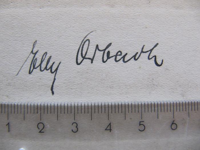 Ki 414 ah: Diät im Hause : hygienisches Kochbuch (1928);J / 585 (Orbach[?], Elly), Von Hand: Autogramm, Name; 'Elly Orbach'. 