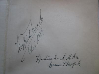 Km 148 i: Vademekum der speziellen Chirurgie und Orthopädie für Ärzte (1928);J / 1443 (Krebs, Siegfried), Von Hand: Berufsangabe/Titel/Branche, Name, Besitzwechsel; 'Eigentum der A.M.V.er Namensbibliothek'. ;J / 1443 (Krebs, Siegfried), Von Hand: Autogramm, Name, Datum; 'Siegfried Krebs Mai 1929'. 