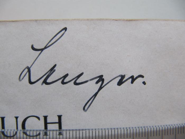 Kl 445 e: Lehrbuch der Kinderheilkunde (1919);J / 1444 (Lenger[?], [?]), Von Hand: Autogramm; 'Lenger[?]'. 
