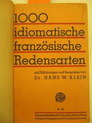 Sg 251 b: 1000 idiomatische französische Redensarten ([1937])
