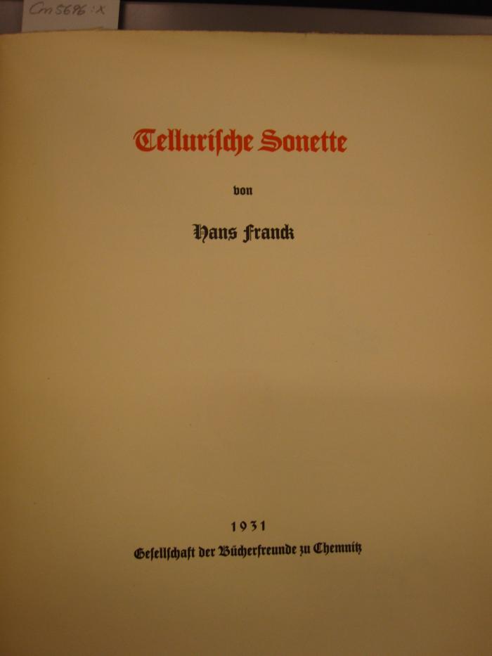 Cm 5696 x: Tellurische Sonette (1931)