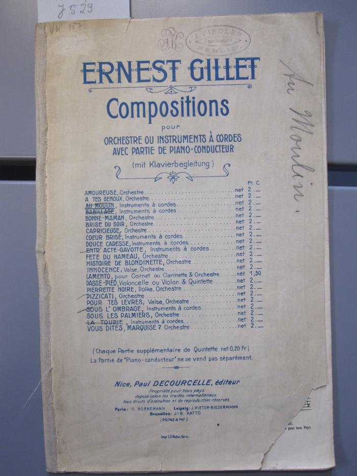 Vk 157: Ernest Gillet Compositions pour [...]