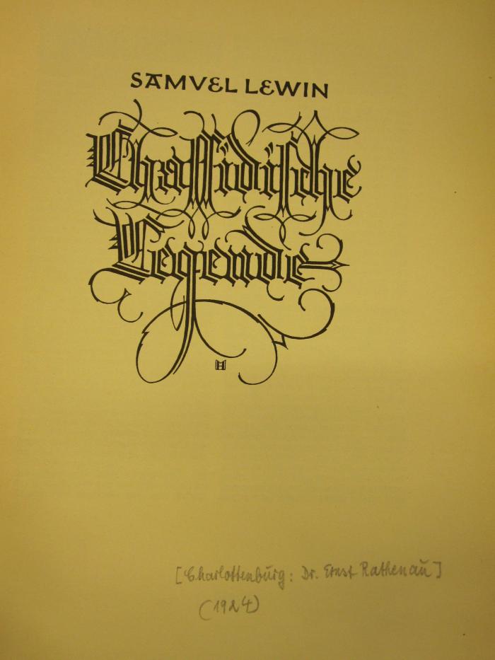 Cv 157 x: Chassidische Legende ([1924])