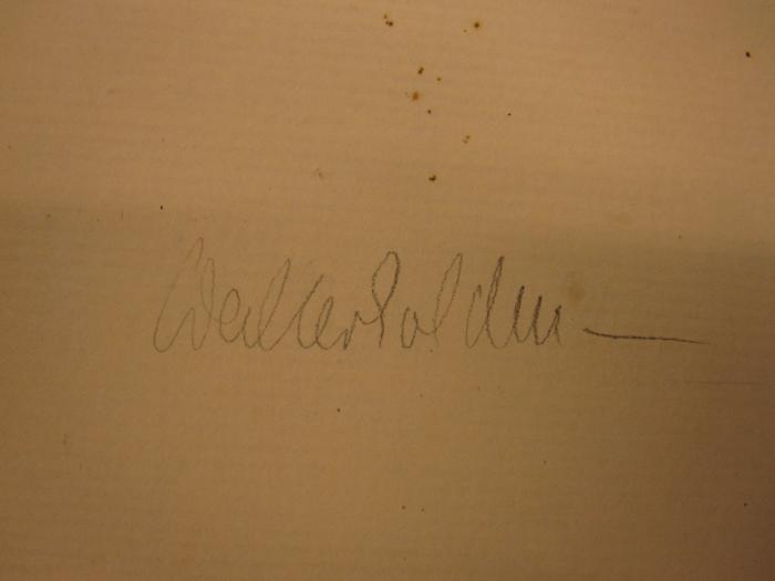 Ct 73 x: Gedichte (1925);- (Halden[?], Walter), Von Hand: Autogramm, Name; 'Walter [Ha]?lden'. 