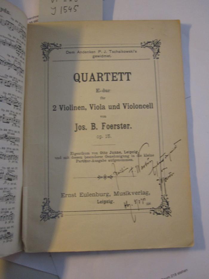 Vi 223: Quartett E-dur für 2 Violinen, Viola und Violoncell. : Op. 15 (o.J.)