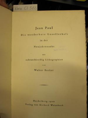 Cl 582: Die wunderbare Gesellschaft in der Neujahrsnacht (1920)