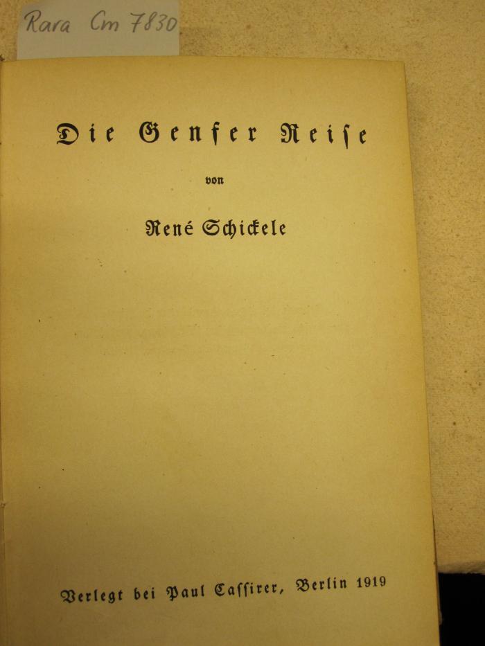 Cm 7830: Die Genfer Reise (1919)