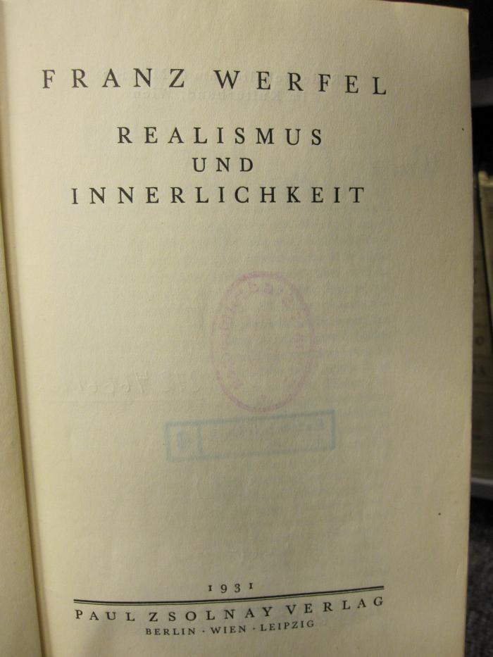Cm;MB 995;7050 1931;: Realismus und Innerlichkeit (1931)