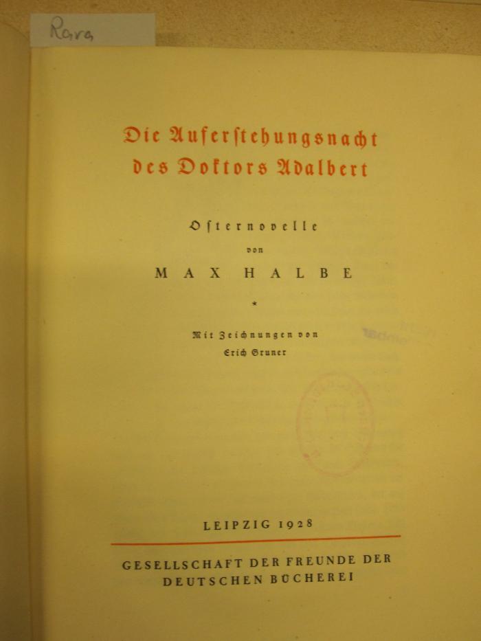 Cm 8172 2. Ex.: Die Auferstehungsnacht des Doktors Adalbert (1928)
