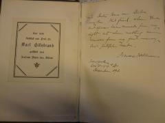 G35 / 965 (Hellman, Frances;Bülow, Hans von), Von Hand: Widmung; 'To Doctor Hans von Bülow my dear, kind friend, whom times and africe have removed from my light, but whom nothing can remove from my fond memory and grateful heart. Frances Hellman New York 200 W. 44th St. December 1893.'. 