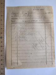 - (Merker, Paul), Papier: Name, Ortsangabe, Datum; '[Remison Num.] 2851
Mexico 8 [de] Julio [de 19]43
[Sr.] Paul Merker
[Dirección] Tamaulipas 129 Mexico
[Remit.........lo siguiente pedido por] cortesia
1 Brial
1 Seghers emp.
1 Kisch
1 "Libro Negro"
1 Merker
1 Balk

8/VII [..............]'. 