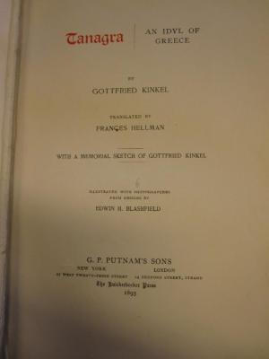 Cm 1707: Tanagra. An Idyl of Greece (1893)