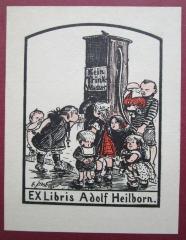 41 / 3376 (Heilborn, Adolf), Etikett: Exlibris, Name, Abbildung; 'Kein Trinkwasser
Ex Libris Adolf Heilborn
H. Zille'.  (Prototyp)