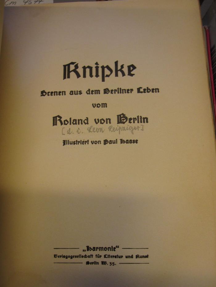 Cm 4574: Knipke : Szenen aus dem Berliner Leben vom Roland von Berlin ([1903])