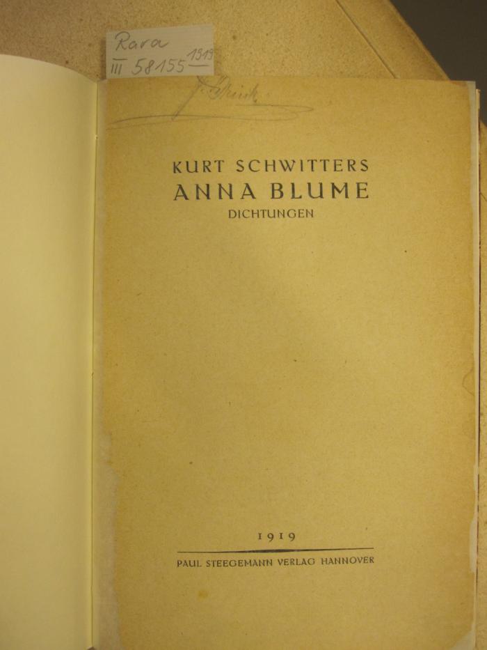 III 58155 1919: Anna Blume (1919)