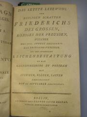 G 479 6: Das letzte Lebewohl dem heiligen Schatten Friederichs des Grossen [...] (1786)